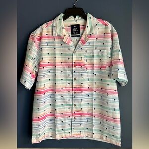 Spicy Tuna Men’s Button Up Pastel Palm Tree Print Shirt Sz. M